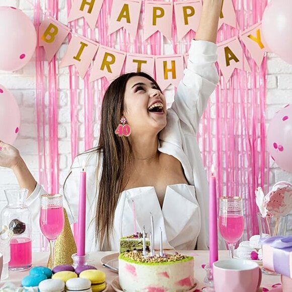 HAPPY BIRTHDAY PINK ACRYLIC GLITTER ICONIC YEAR 16 21 30 40 50 60 NEW - Picture 4 of 10